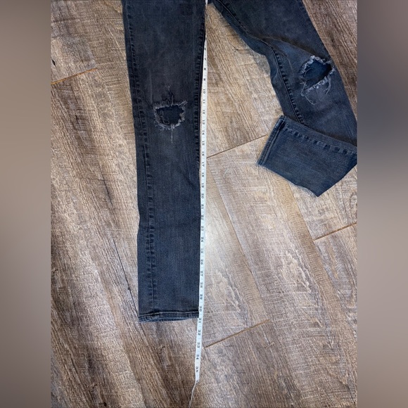 H&M Coupe Moulante Skinny Jeans High Rise Distressed Black Wash 30x32 - Picture 7 of 7